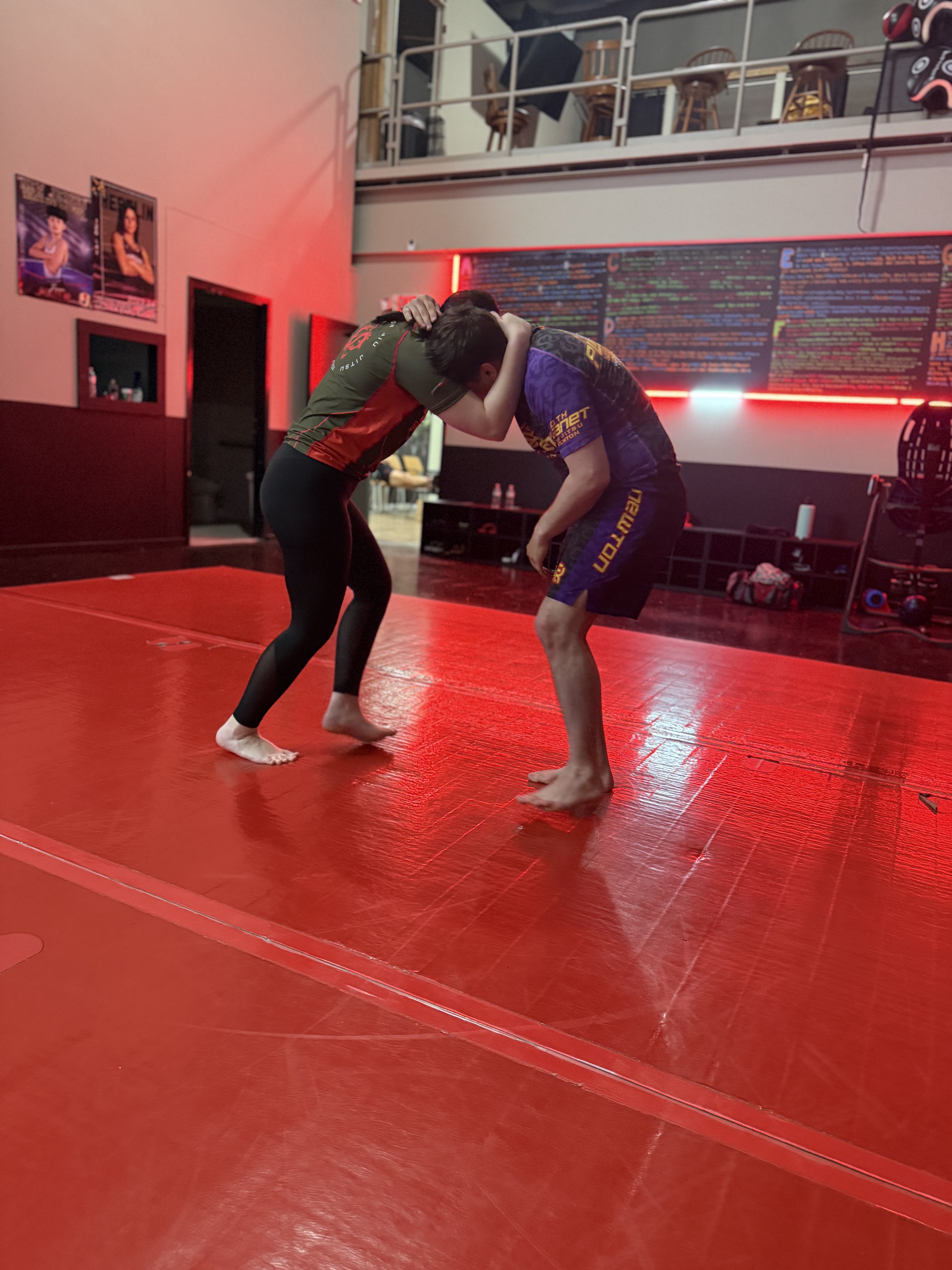 Students standing in their stance during jiu-jitsu class